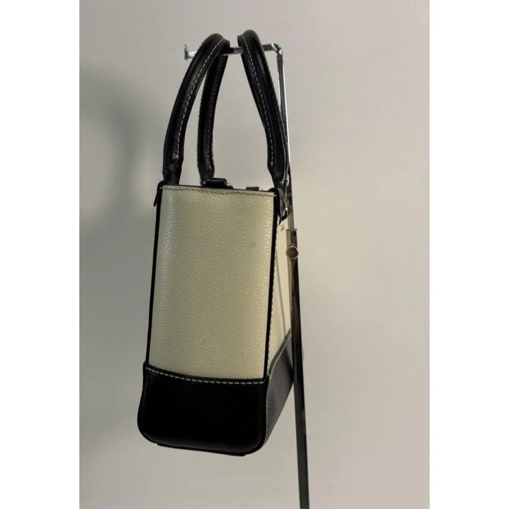 KATE SPADE Berkeley Lane Small Quinn Leather Satchel Black Cream NWOT
